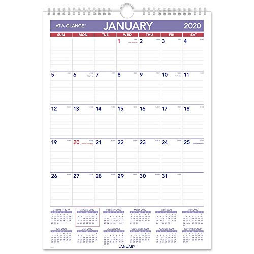 AT-A-GLANCE 2020 Monthly Wall Calendar, 12" x 17", Medium, Wirebound (PM228)