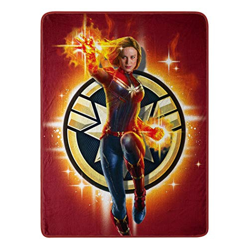 Marvel Captain Marvel, "Supernatural Science" Micro Raschel Throw Blanket, 46" x 60", Multi Color