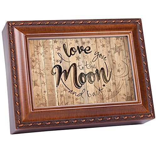 Cottage Garden Love You to The Moon and Back Woodgrain Rope Trim Jewelry Music Box Plays Wonderful World Cottage Garden Love You to The Moon and Back Woodgrain Rope Trim Jewelry Music Box Plays Wonderful World