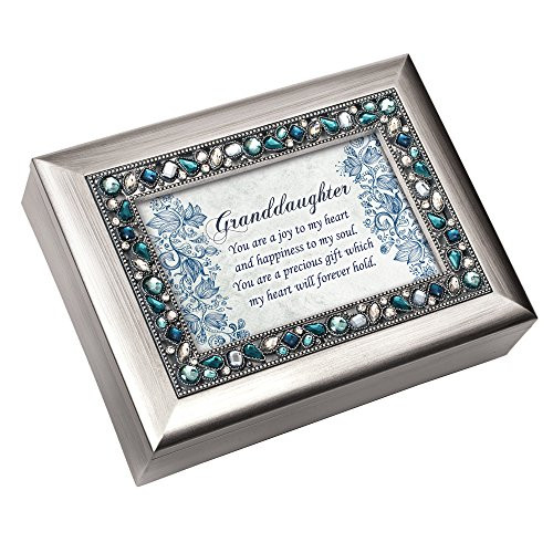 Cottage Garden Granddaughter Joy to My Heart Brushed Silvertone Jewelry Music Box Plays You Light Up My Life Cottage Garden Granddaughter Joy to My Heart Brushed Silvertone Jewelry Music Box Plays You Light Up My Life