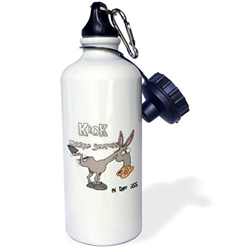 3dRose Kick Multiple Sclerosis in The Ass Awareness Ribbon Cause Design Sports Water Bottle, 21 oz, White