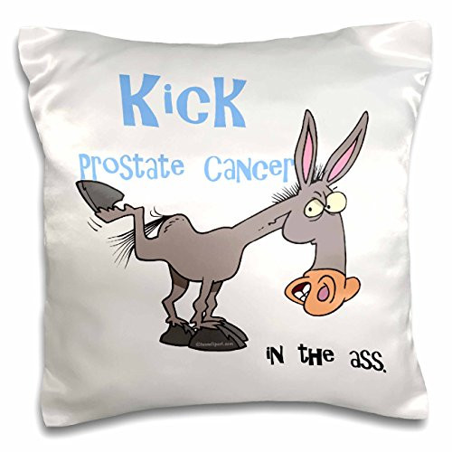 3dRose pc_115643_1 Kick Prostate Cancer in The Ass Awareness Ribbon Cause Design-Pillow Case, 16 by 16"
