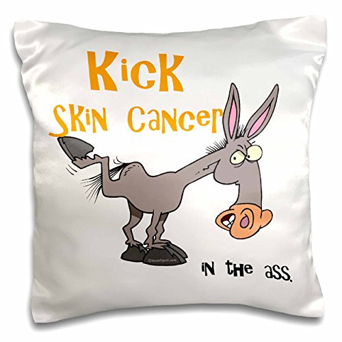 3dRose pc_115647_1 Kick Skin Cancer in The Ass Awareness Ribbon Cause Design-Pillow Case, 16 by 16"