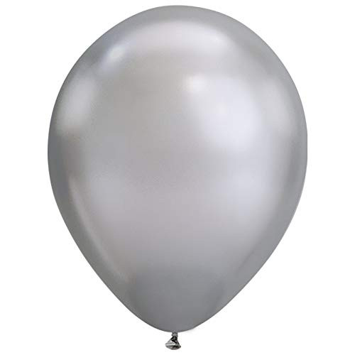 Qualatex 7" Chrome Silver Round Latex Balloons 100ct