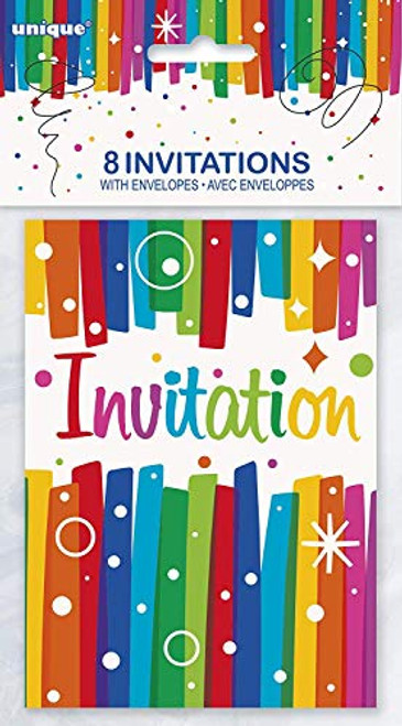 Rainbow Ribbons Birthday Party Invitations, 8ct Rainbow Ribbons Birthday Party Invitations, 8ct