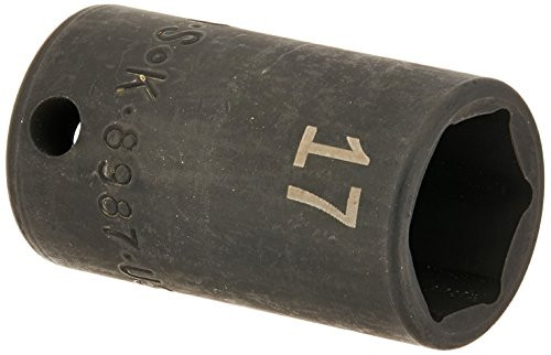 SK Hand Tool 8987 6 Point 3/8-Inch Drive Semi-Deep Impact Socket, 17mm