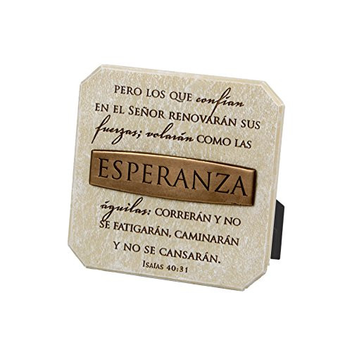 Lighthouse Christian Products Esperanza (Hope) Sandstone 3.75 x 3.75 Cast Stone Bronze Title Bar Plaque