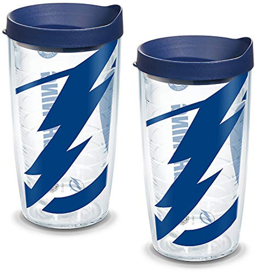 Tervis 1105278 NHL Tampa Bay Lightning Colossal Tumbler with Wrap and Navy Lid 2 Pack 16oz, Clear Tervis 1105278 NHL Tampa Bay Lightning Colossal Tumbler with Wrap and Navy Lid 2 Pack 16oz, Clear