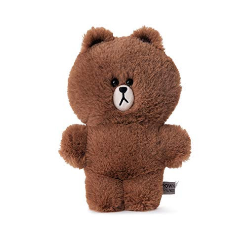 LINE FRIENDS Plush Figure - Brown Character Flat Fur Standing Stuffed Animal Toy