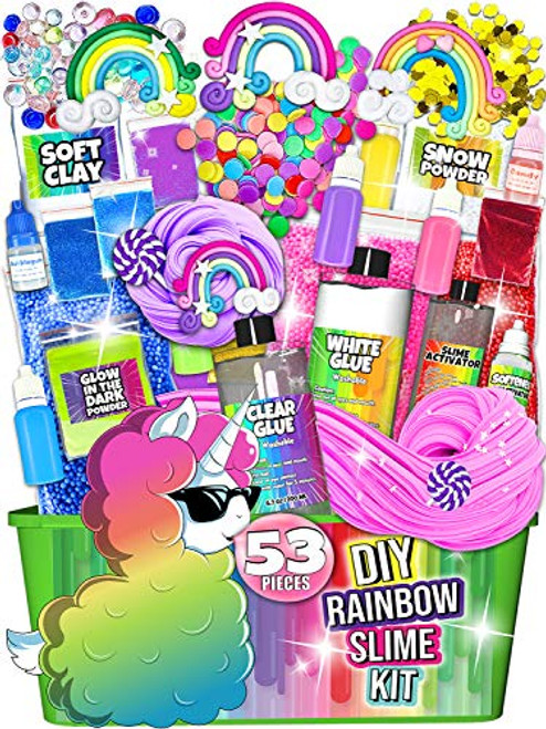 Laevo Unicorn Slime Kit for Girls - Slime DIY Supplies Slime Kits - Slime Making Kit Cloud Slime Kit for Boys - DIY Slime Kit with Instant Snow, Clear Glue, Foam Balls, Slime Glue