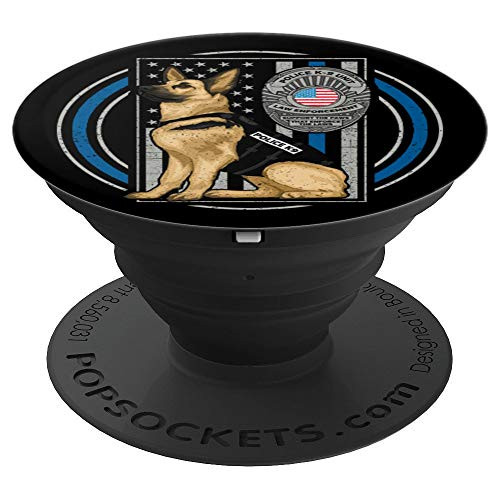 Police K-9 Unit German Shepherd Dog Thin Blue Line PopSockets Grip and Stand for Phones and Tablets
