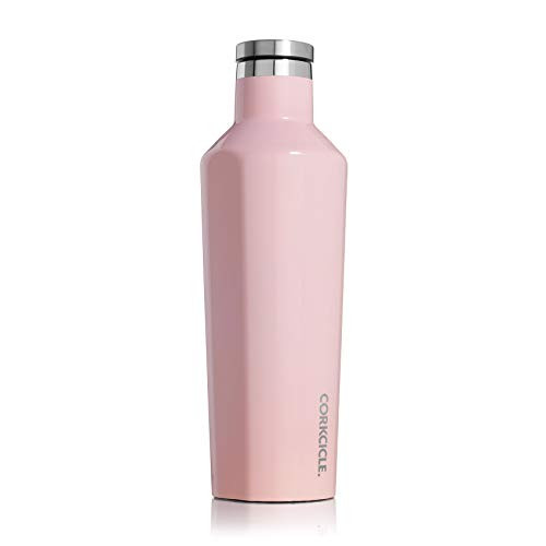 Corkcicle Canteen Classic Collection - Water Bottle & Thermos - Triple Insulated Shatterproof Stainless Steel, Gloss Rose Quartz, 16 oz