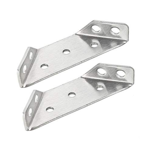 uxcell Shelf Angle Bracket Joining Support Corner Brace, 50mm x 50mm,Stainless Steel Silver Tone, 2Pcs