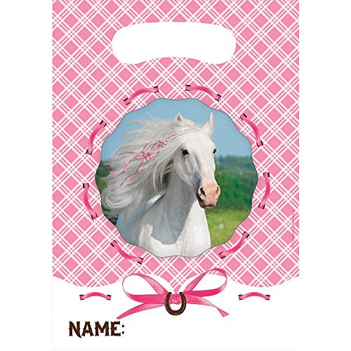 Creative Converting 085601LX Heart My Horse Plastic Party Favor Bags, Multicolor
