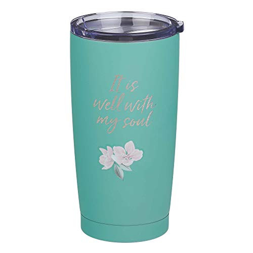 Well With My Soul Teal Travel Mug with Lid (20oz Stainless Steel Double-Wall Vacuum Insulated Tumbler)