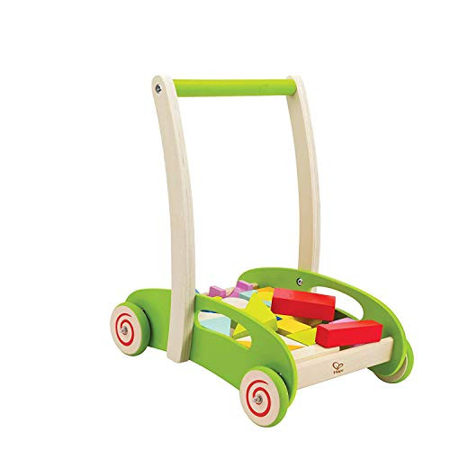 Hape Block and Roll Cart Toddler Wooden Push and Pull Toy