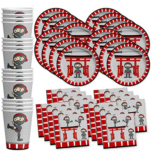 Ninja Warrior Birthday Party Supplies Set Plates Napkins Cups Tableware Kit for 16 by Birthday Galore Ninja Warrior Birthday Party Supplies Set Plates Napkins Cups Tableware Kit for 16 by Birthday Galore