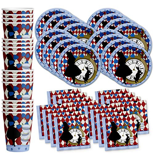 Alice in Wonderland Birthday Party Supplies Set Plates Napkins Cups Tableware Kit for 16 by Birthday Galore Alice in Wonderland Birthday Party Supplies Set Plates Napkins Cups Tableware Kit for 16 by Birthday Galore