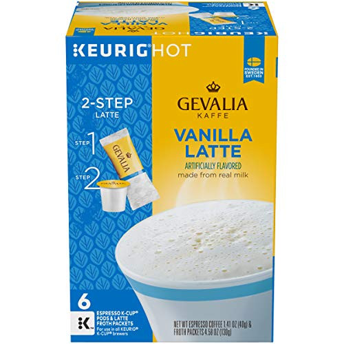 Gevalia Vanilla Latte Espresso Keurig K Cup Coffee Pods & Froth Packets (6 Count)
