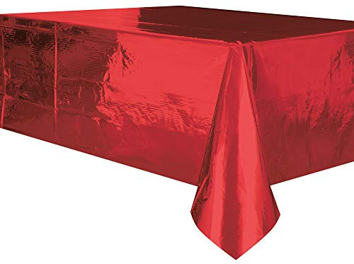 Foil Red Plastic Tablecloth, 108" x 54"