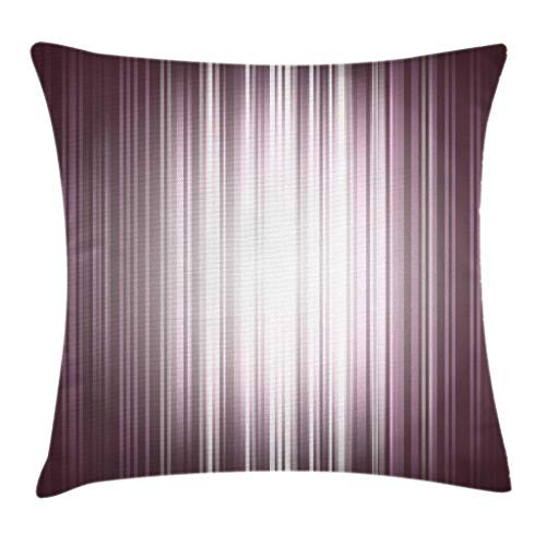 Ambesonne Purple Throw Pillow Cushion Cover, Futuristic Digital Style Stripes and Rays in Unusual Abstraction, Decorative Square Accent Pillow Case, 20" X 20", Mauve Silver