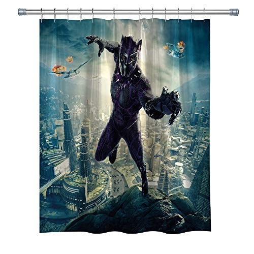 Super Hero Shower Curtains,Black Panther Waterproof Polyester Fabric Bathroom Curtain, Decor Shower Curtain Set Hooks Included, 71X 71 in Super Hero Shower Curtains,Black Panther Waterproof Polyester Fabric Bathroom Curtain, Decor Shower Curtain Set Hooks Included, 71X 71 in