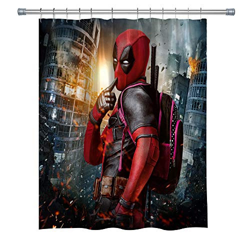 Deadpool Shower Curtains, Waterproof Polyester Fabric Bathroom Curtain, Decor Shower Curtain Set Hooks Included, 71X 71 in Deadpool Shower Curtains, Waterproof Polyester Fabric Bathroom Curtain, Decor Shower Curtain Set Hooks Included, 71X 71 in