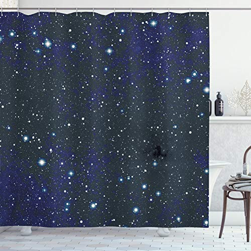 Ambesonne Night Shower Curtain, Composition with Dots Night Sky Theme Abstract Style Arrangement Cosmos Concept, Cloth Fabric Bathroom Decor Set with Hooks, 70" Long, Dark Blue Ambesonne Night Shower Curtain, Composition with Dots Night Sky Theme Abstract Style Arrangement Cosmos Concept, Cloth Fabric Bathroom Decor Set with Hooks, 70" Long, Dark Blue