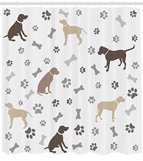 Ambesonne Dog Lover Shower Curtain, Paw Print Bones and Dog Silhouettes American Foxhound Breed Playful Pattern, Fabric Bathroom Decor Set with Hooks, 105 inches Extra Wide, Umber Beige Grey Ambesonne Dog Lover Shower Curtain, Paw Print Bones and Dog Silhouettes American Foxhound Breed Playful Pattern, Fabric Bathroom Decor Set with Hooks, 105 inches Extra Wide, Umber Beige Grey