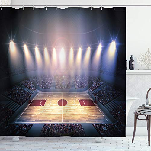 Ambesonne Basketball Shower Curtain, Crowded Basketball Arena Just Before Game Starts School Tournament Theme, Cloth Fabric Bathroom Decor Set with Hooks, 70" Long, Beige Navy Brown Ambesonne Basketball Shower Curtain, Crowded Basketball Arena Just Before Game Starts School Tournament Theme, Cloth Fabric Bathroom Decor Set with Hooks, 70" Long, Beige Navy Brown