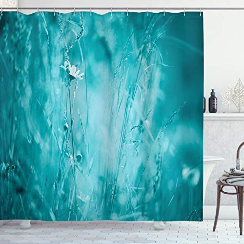 Ambesonne Turquoise Shower Curtain, Blurred Flowering Meadow Frozen Seasonal Nature Changes Eco Theme Print, Cloth Fabric Bathroom Decor Set with Hooks, 70" Long, Aqua Blue Ambesonne Turquoise Shower Curtain, Blurred Flowering Meadow Frozen Seasonal Nature Changes Eco Theme Print, Cloth Fabric Bathroom Decor Set with Hooks, 70" Long, Aqua Blue