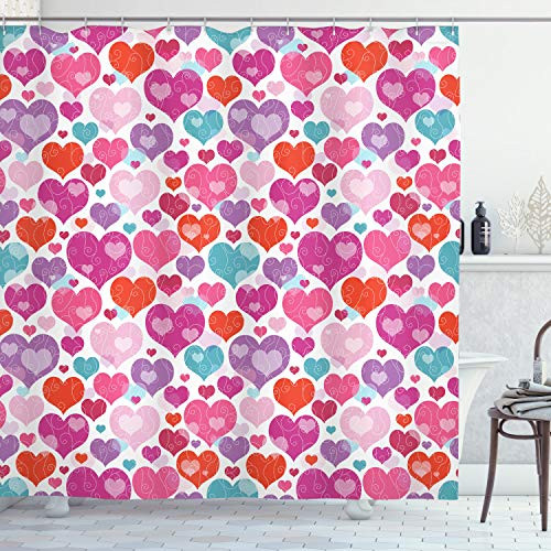 Ambesonne Love Decor Collection, Pattern with Decorative Colorful Hearts and Curls Vibrant Colors Romance Picture Print, Polyester Fabric Bathroom Shower Curtain, 75 Inches Long, Purple Magenta Ambesonne Love Decor Collection, Pattern with Decorative Colorful Hearts and Curls Vibrant Colors Romance Picture Print, Polyester Fabric Bathroom Shower Curtain, 75 Inches Long, Purple Magenta