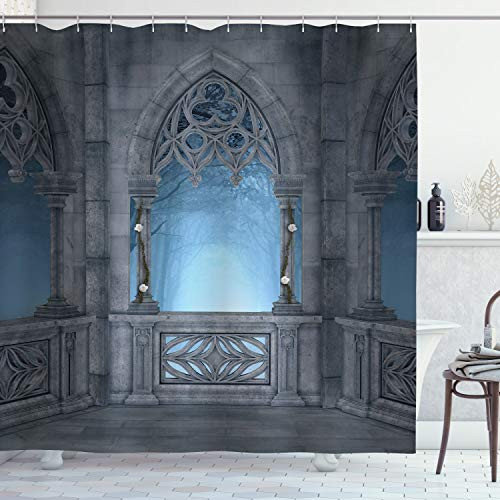 Ambesonne Fairytale Shower Curtain, Fantasy World Castle Architecture Details Terrace Gazebo Indoor Foggy Forest, Cloth Fabric Bathroom Decor Set with Hooks, 84" Extra Long, Blue Grey Ambesonne Fairytale Shower Curtain, Fantasy World Castle Architecture Details Terrace Gazebo Indoor Foggy Forest, Cloth Fabric Bathroom Decor Set with Hooks, 84" Extra Long, Blue Grey