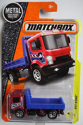 Matchbox 2017 MBX Construction Pit King (Flat Bed Truck) 81/125, Red and Blue