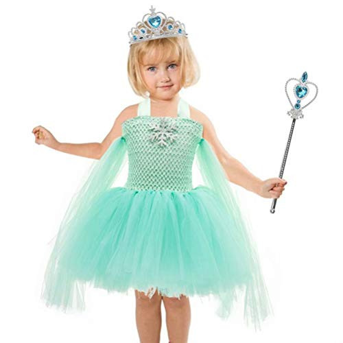 Tsyllyp Princess Snowflake Tutu Dress for Girls Birthday Party Halloween Costume Outfit with Tiara Wand Set Light Green