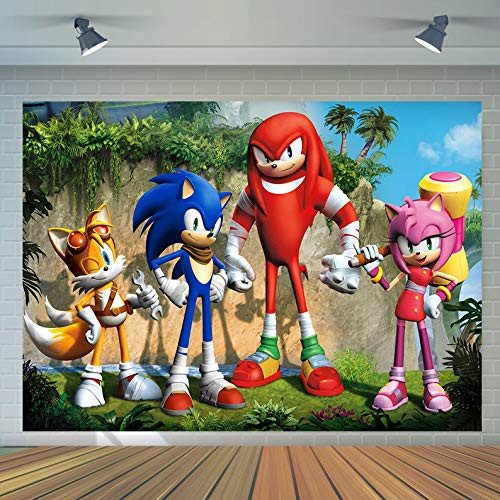 Cartoon Movie Hero Sonic Photography Backdrops Sonic Boom Theme Photo Background for Kids Birthday Party Decoration Baby Shower Cake Table Banner Studio Props Vinyl 7x5ft