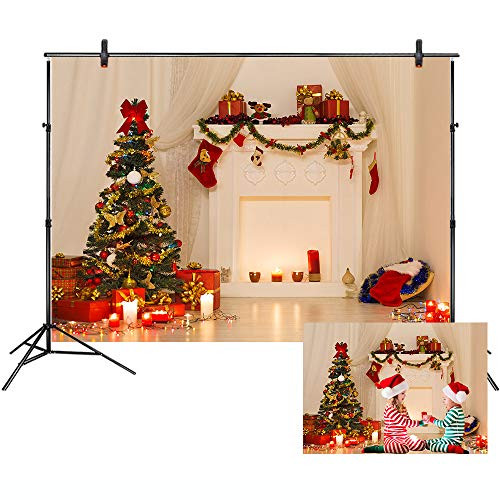 LB 9x6ft Christmas Tree Photography Backdrop Fireplace Indoor Holiday Decorations Photo Background for Pictures Studio Prop Customized SDX106