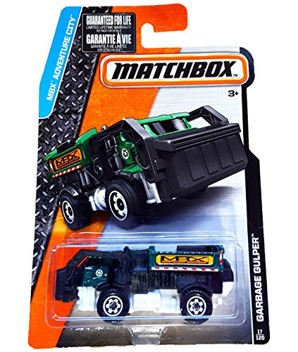 Matchbox 2015 MBX Adventure City Garbage Gulper (Garbage Truck) 17/120, Green and Black