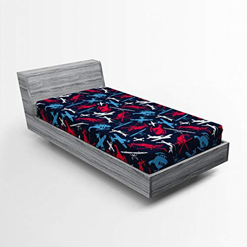 Ambesonne Airplane Fitted Sheet, Various Different Airship and Helicopter Silhouettes Boys Design, Soft Decorative Fabric Bedding All-Round Elastic Pocket, Twin Size, Coral Navy Ambesonne Airplane Fitted Sheet, Various Different Airship and Helicopter Silhouettes Boys Design, Soft Decorative Fabric Bedding All-Round Elastic Pocket, Twin Size, Coral Navy