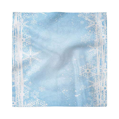Ambesonne Winter Decorative Napkins Set of 4, Abstract Christmas Themed Snowflake Pattern on The Soft Colored Backdrop Image, Satin Fabric for Brunch Dinner Buffet Party, 18" x 18", Blue White