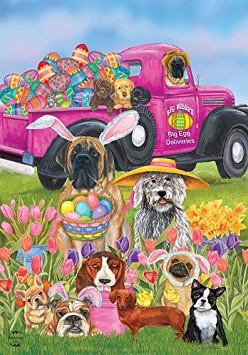 Briarwood Lane Easter Dogs Holiday Humor House Flag Decorated Eggs 28" x 40"