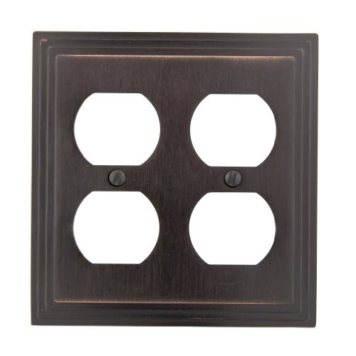 Amerelle 84DDVB Steps Cast Metal Double Duplex Wallplate, Aged Bronze