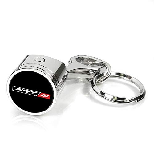iPick Image for - SRT-8 Logo Piston Style Chrome Metal Key Chain for Dodge Jeep RAM Chrysler