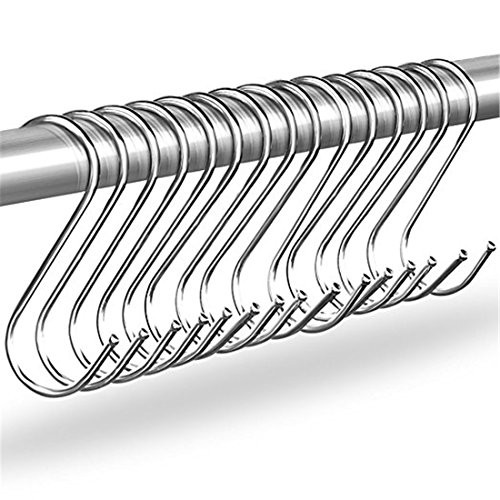 BeiLan S Hooks-Heavy-duty Stainless Steel Hook , Gardening Tools for Plants, Silver Hanging Hooks Installation Hardware Designed for Any Kitchen (S Hooks)
