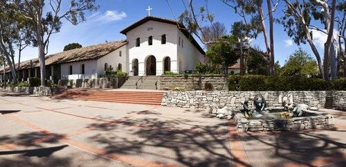 Posterazzi Mission Church at Roadside Santa Barbara California USA Poster Print (27 x 9) Varies