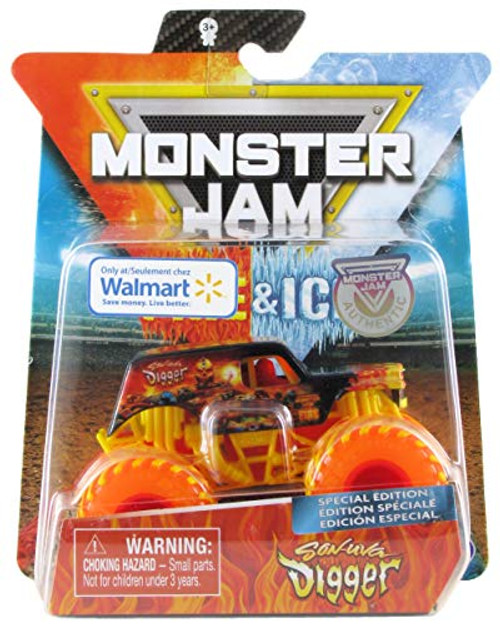 Monster Jam 2019 Fire & Ice Exclusive Special Edition Son-Uva Digger 1:64 Scale Diecast Monster Truck by Spin Master