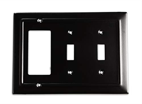 Monarch Abode 19156 Architectural Double Rocker Wall Switch Plate, Matte Black