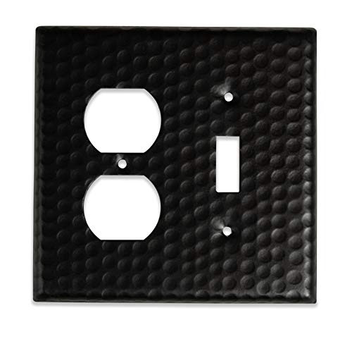 Monarch Abode 19117 Hand Hammered Single Duplex Wall Switch Plate, Matte Black