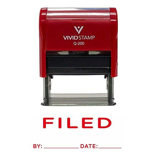 FILED By Date Self Inking Rubber Stamp (Red Ink) Medium