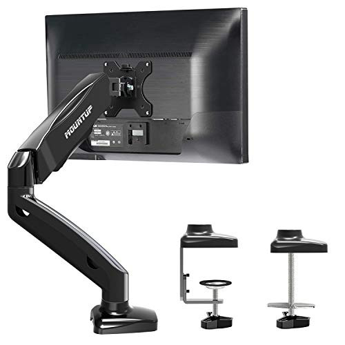 MOUNTUP Single Monitor Desk Mount - Adjustable Gas Spring Monitor Arm, VESA Mount with C Clamp, Grommet Mounting Base, Computer Monitor Stand for Screen up to 27 inch, MU0004